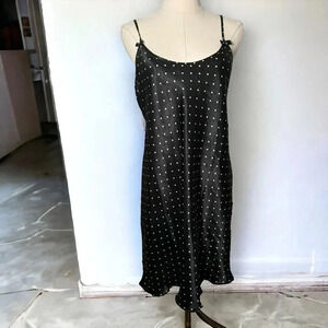Y2K coquette black polka dot satin slip dress  M pin up